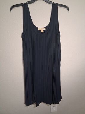 Michael Kors Navy Pleated Scoop-Neck Tank Dress